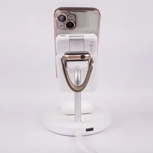 Forever MACS-100 mágneses vezeték nélküli töltőállomás power bankkal fehér 5 az 1-ben - 15