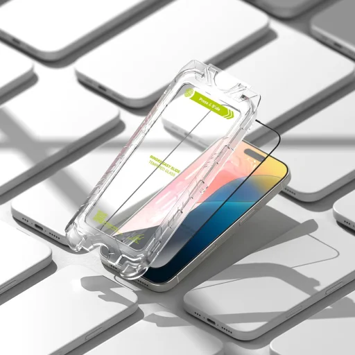 Ringke Easy Slide 2-pack edzett üveg iPhone 16 Pro Max fekete üvegfólia - 7