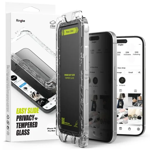Ringke Easy Slide 2-PACK iPhone 16 Pro Max privacy üvegfólia - 1