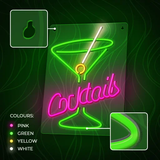 Neon PLEXI LED COCKTAILS rózsaszín zöld FPNE02X Forever Light - 6