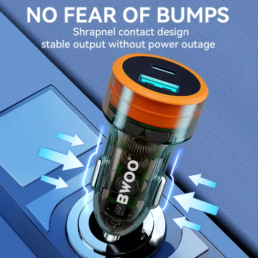BWOO 38W gyors átlátszó autós töltő BO-CC85 QC 18W + PD 20W - 11
