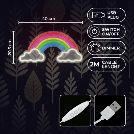 Neon PLEXI LED SZIVÁRVÁNY FELHŐKÖN többszínű FPNE32 Forever Light - 4