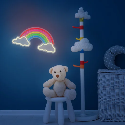 Neon PLEXI LED SZIVÁRVÁNY FELHŐKÖN többszínű FPNE32 Forever Light - 7