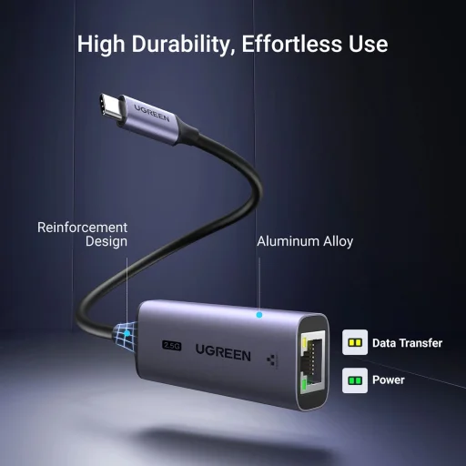 Ugreen CM648 USB-C to RJ45 Ethernet 2.5G adapter - szürke - 7