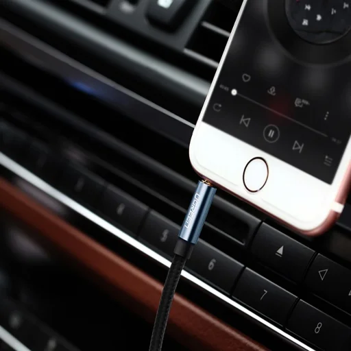 Ugreen derékszögű AUX kábel 2 x mini jack 3.5 mm 1m kék (AV112) - 4