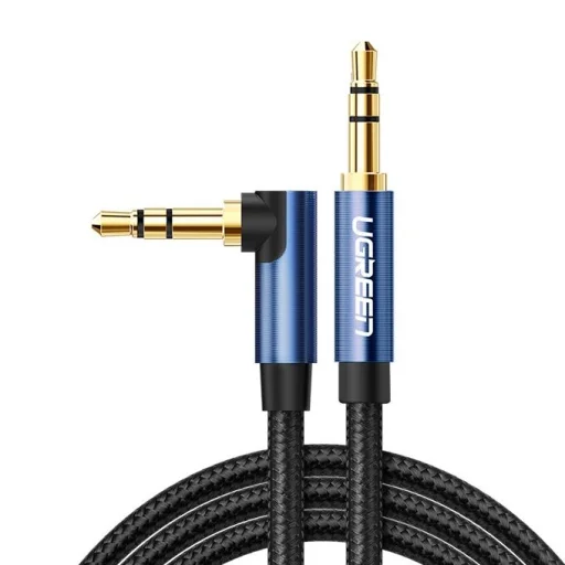 Ugreen derékszögű AUX kábel 2 x mini jack 3.5 mm 1m kék (AV112) - 1