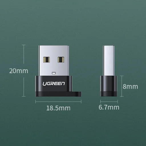 Ugreen US280 50568 USB-C 3.1 (female) / USB-A 2.0 (male) adapter - fekete - 12