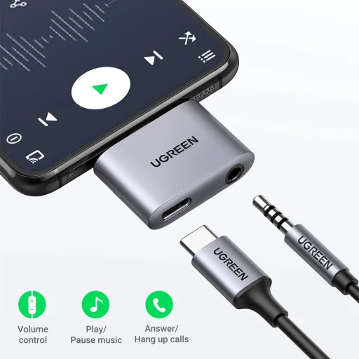 Ugreen CM231 USB-C mini jack 3.5 mm audio adapter - szürke - 6