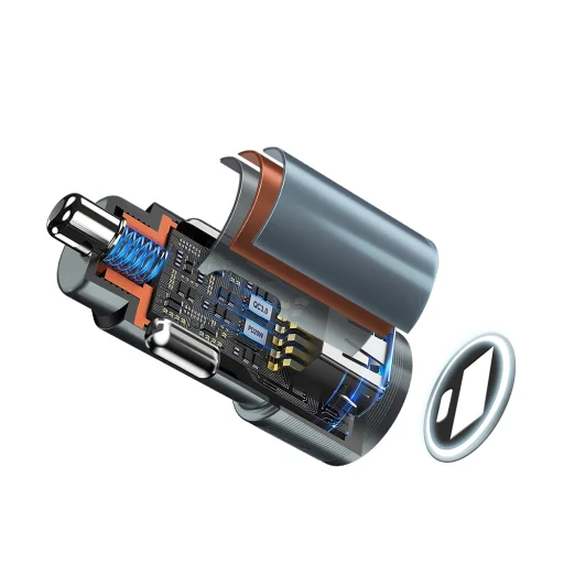 BWOO 38W gyors autós töltő BO-CC73 QC 18W + PD 20W, szürke ezüst - 4