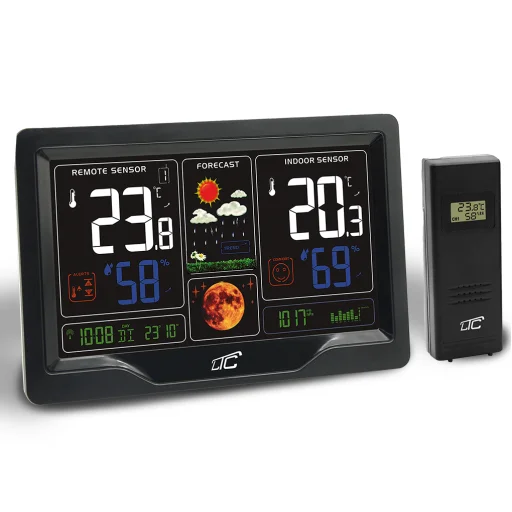 Időjárás állomás multifunkcionális színes kijelzővel, FEKETE LTC - 1