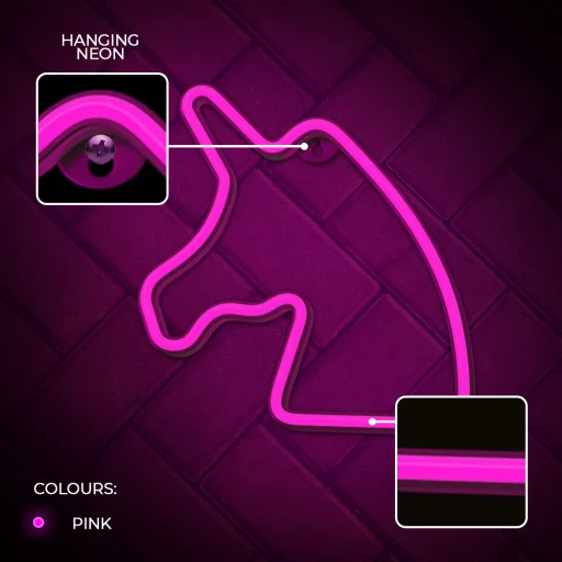 Neon LED világítás UNIKORNIS rózsaszín denevér + USB FLNE01 Forever Light - 5