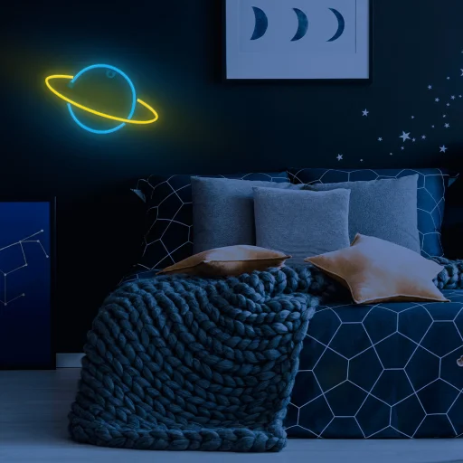 Neon LED Világítás SZATURN sárga kék Bat + USB FLNE11 Forever Light - 8