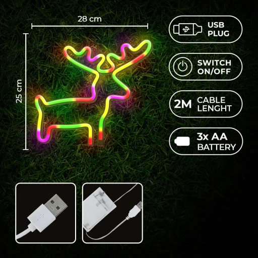 Neon LED Fény ELK többszínű Denevéres + USB FLNE12 Forever Light - 12