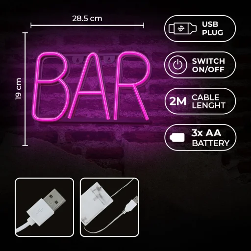 NEON LED BAR pink Bat + USB FLNE24 Forever Light - 6