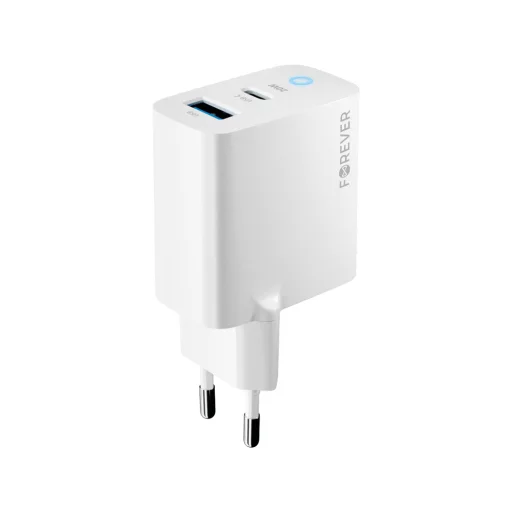 Forever TC-06-20AC PD QC töltő 1x USB-C 1x USB 20W fehér - 3