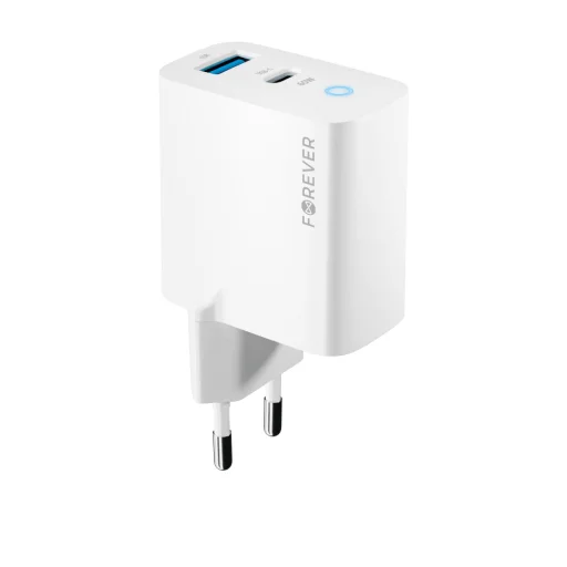 Forever TC-06-65AC GaN PD QC töltő 1x USB-C 1x USB 65W fehér - 5
