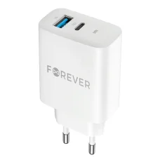 Forever TC-07-30AC PD QC töltő 1x USB-C 1x USB 30W fehér