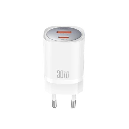 XO hálózati töltő CE21 PD 30W 1x USB-C 1x USB fehér + kábel USB-C - USB-C - 2