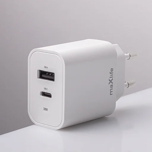 Maxlife MXTC-06-30AC PD QC töltő 1x USB-C 1x USB 30W fehér + USB-C - USB-C kábel 60W - 8