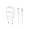 Forever TC-01-20AC PD QC töltő 1x USB-C 1x USB 20W fehér + USB-C - Lightning kábel 20W thumbnail