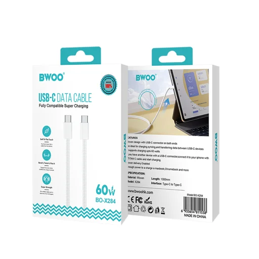 BWOO Fast 60W kábel BO-X284 USB-C to USB-C dedikált iPhone 15 szériához - 6