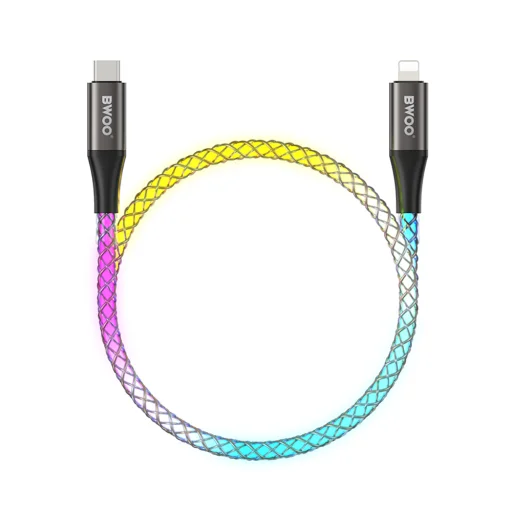 BWOO 27W kábel X279C-L USB-C lightninghoz RGB színes fénnyel - 2