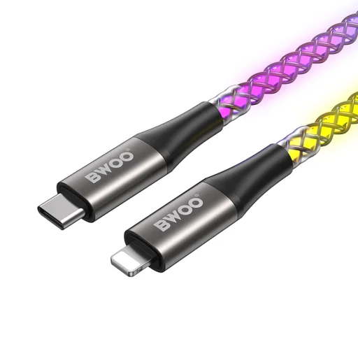 BWOO 27W kábel X279C-L USB-C lightninghoz RGB színes fénnyel - 3