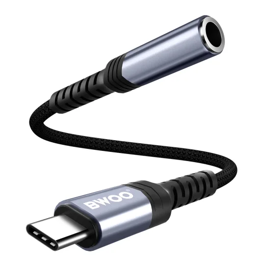 BWOO audio adapter kábel BZ47 aux 3,5 mm to USB-C fekete - 2