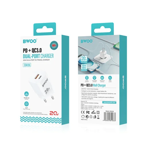 BWOO 20W mini fali töltő CDA156 USB-C, USB-A - 6