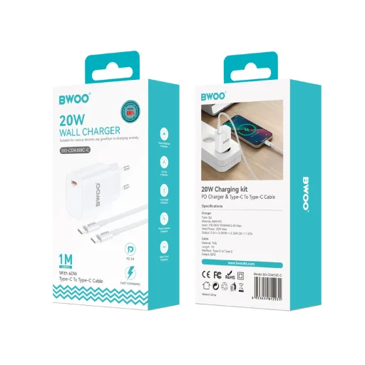 BWOO 20W hálózati töltő CDA159 USB-C - USB-C kábellel - 6