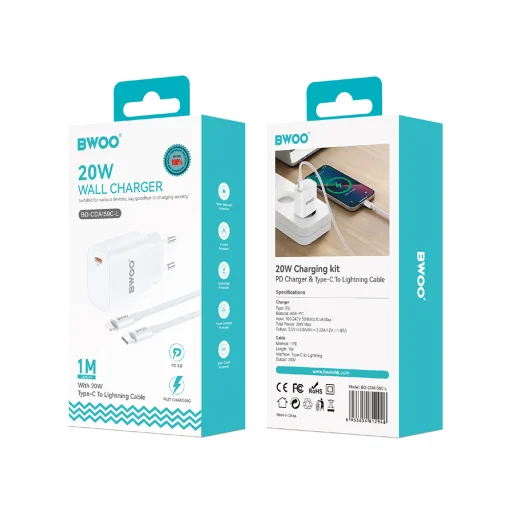 BWOO 20W fali töltő CDA159 USB-C - Lightning kábellel - 6