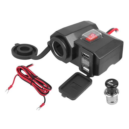 Vízálló szivargyújtó aljzat 2xUSB-A 2x5V/2,1A töltővel 12V/24V 1,4m kábel LTC - 1