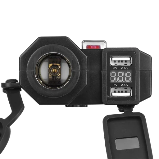 Vízálló szivargyújtó aljzat 2xUSB-A 2x5V/2,1A töltővel 12V/24V 1,4m kábel LTC - 2