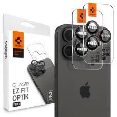 Spigen Optik Pro L-Sorozatú Glas.Tr "EZ Fit" kamera védőfólia 2 csomag iPhone 14 Pro / Pro Max / 15 Pro / Pro Max / 16 Pro / 16 Pro Max / 17 Pro / Pro Max fekete üvegfólia
