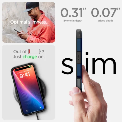  iPhone 16 Sötétkék Spigen Tough Armor Mag Magsafe tok - 14