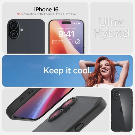Kryt Spigen Ultra Hybrid na iPhone 16 Frost Black - 9
