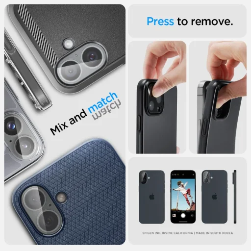 SPIGEN OPTIK GLAS.TR KAMERA VÉDŐ 2-DARABOS KÉSZLET IPHONE 16 / 16 PLUS ÁTLÁTSZÓ üvegfólia - 14