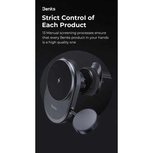 Benks autós tartó mágneses CZ06 2 az 1-ben vezeték nélküli töltéssel 15W légbefúvóhoz fekete magsafe - 11