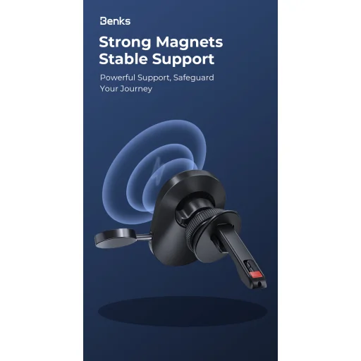 Benks autós tartó mágneses CZ06 2 az 1-ben vezeték nélküli töltéssel 15W légbefúvóhoz fekete magsafe - 9