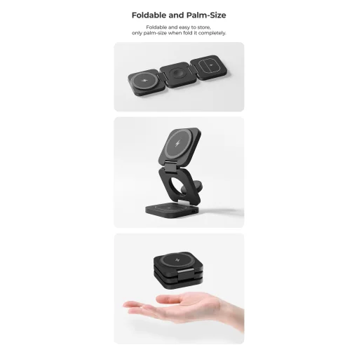 Benks töltőállomás W13 3 az 1-ben - 15W fekete magsafe - 6