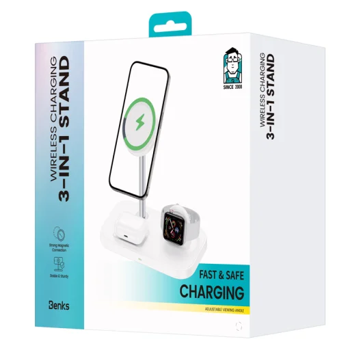 Benks indukciós töltőállomás W16 3 az 1-ben - 23W fekete magsafe - 8