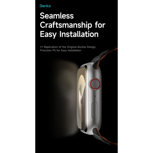 Benks Mágneses Szilikon Óraszíj Apple Watch 42/44/45/49 narancs-fekete - 7