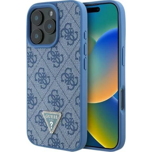  iPhone 16 kék GUESS tok GUHCP16SP4TDPB (PU bőr 4G háromszög Strassz) - 1