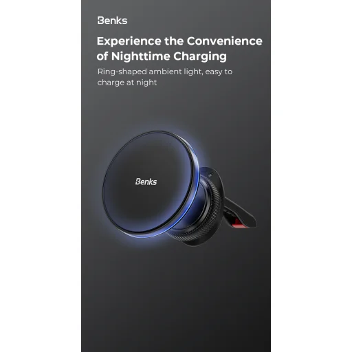 Benks autós telefontartó mágneses CZ03 indukciós töltéssel 15W szellőzőrácsra fekete - 7