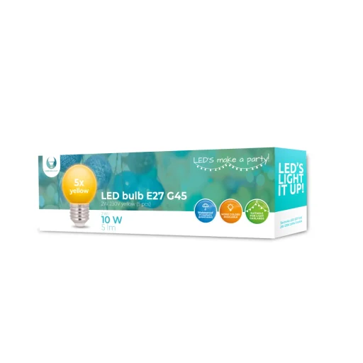 LED izzó E27 G45 2W 230v sárga 5db Forever Light - 1