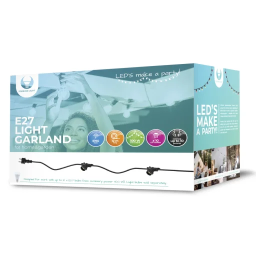 Fényfüzér 12m 10 foglalattal E27 IP65 - 1