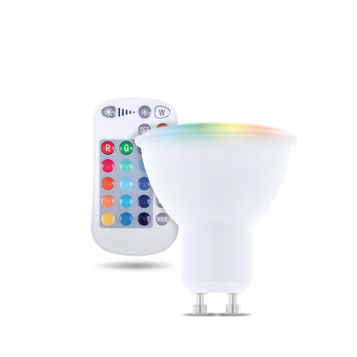 LED Izzó GU10 RGB + Fehér 5W + Távirányító Forever Light - 2