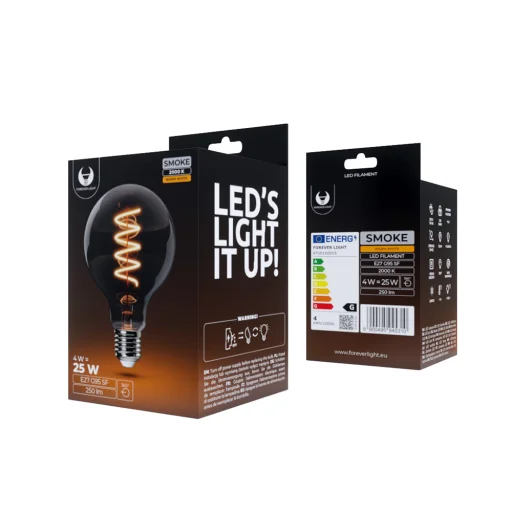 LED Izzó Filament E27 G95 4W 230V 2000K 250lm SF füstös Forever Light - 1