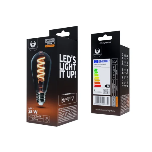 LED Izzó Filament E27 ST64 4W 230V 2000K 250lm SF Füstös Forever Light - 1