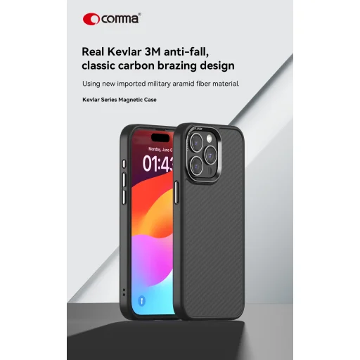 Comma tok Kevlar Mag iPhone 15 Pro Max fekete - 3